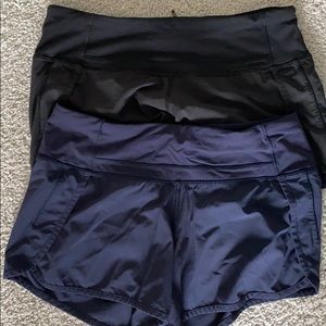 2 pair of LuLuLemon running shorts. Size 4